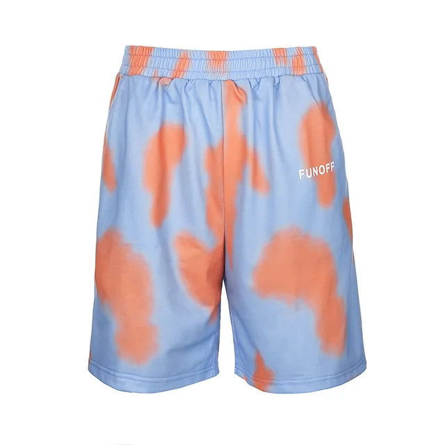 Tie dyed elastic loose high waist hot pants Blue - Shop at LoveMi