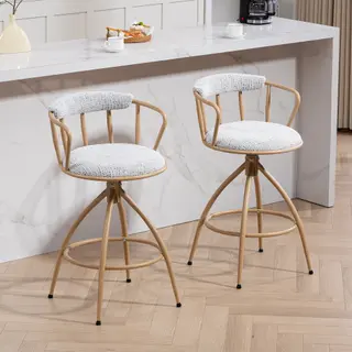 26 Swivel Counter Height Bar Stool, Set Of 2- Fabric Seat With Metal Frame, Modern Industrial Design Bar Chairs For Kitchen Island, Dining Room, Ho...