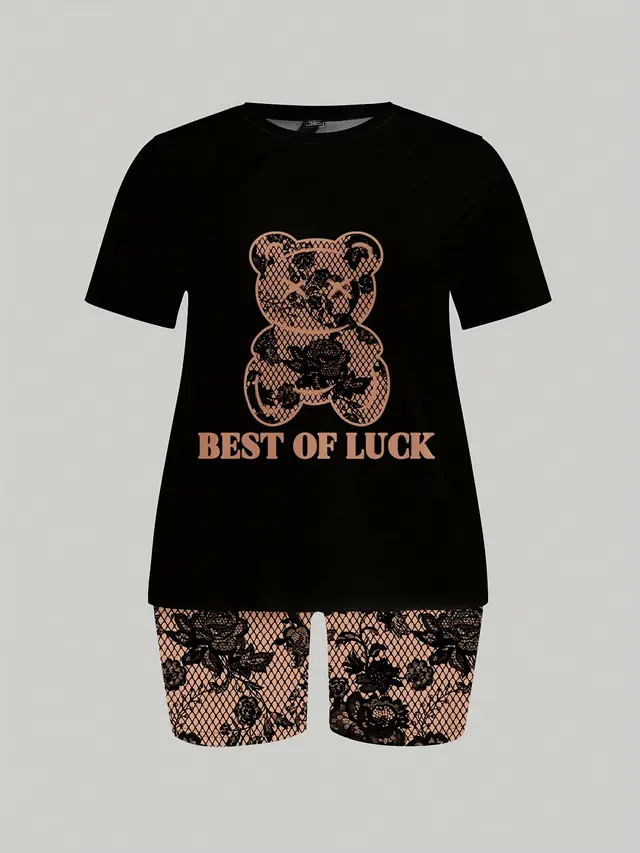 Women'S Two Piece Set Featuring A Stylish Printed T Shirt And Casual Shorts Multicolour - Shop at LoveMi
