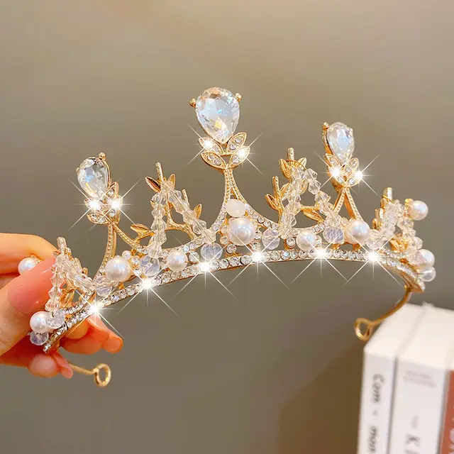 Sweet Fashion Jewelry Hair Accessories Multicolor Pearl Crown Banquet Birthday Fashion Princess Headband Girl Kawaii Crown Crown Headband Headgear Headgear Crystal Wedding Party Hair Accessories - Shop at LoveMi