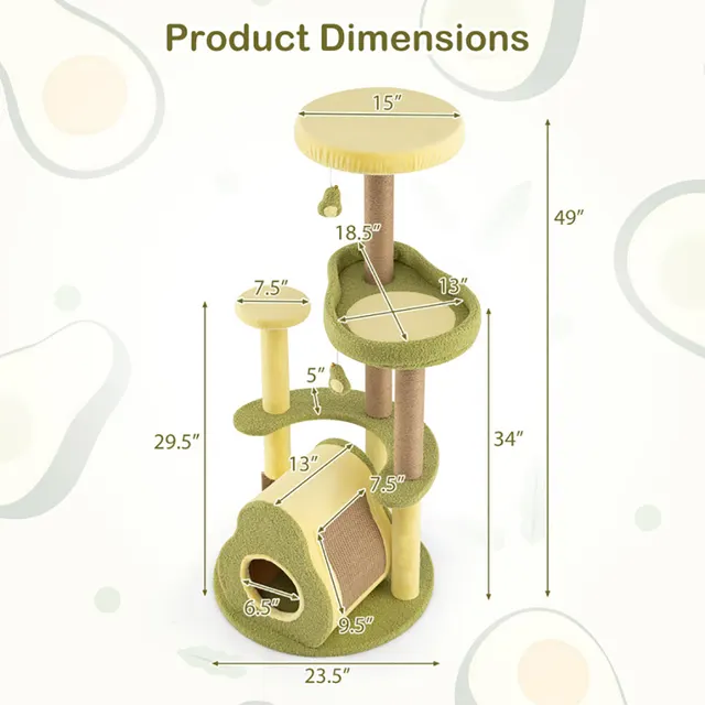Freestanding Multi level Avocado Cat Tower With Private Condo Multicolor - Shop at LoveMi