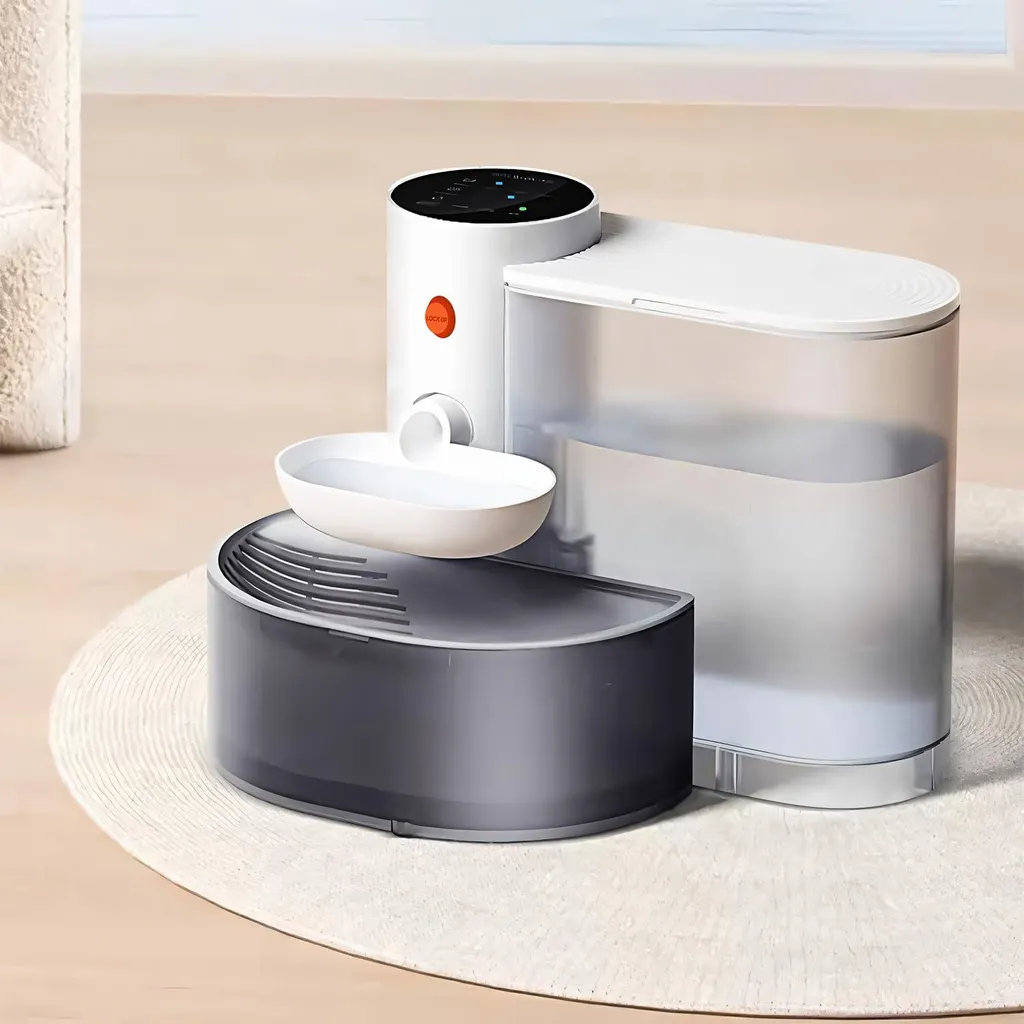 Smart USB Rechargeable Pet Water Fountain 101.44oz Self-Refill, Waste Separation, Non-Cartridge, Tilt-to-Drink, 2000mAh 18650 Battery, Ideal For Ca...