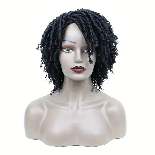 Short Hair Braided Non toxic Wig African Curly Wig Synthetic Wig African Hair Braided Hook Braided Wig Dirty Braid Headgear 1B - Shop at LoveMi