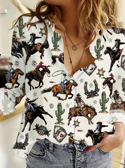 Women's Spring Summer Long Sleeve Casual Shirt Multicolour - Shop at LoveMi