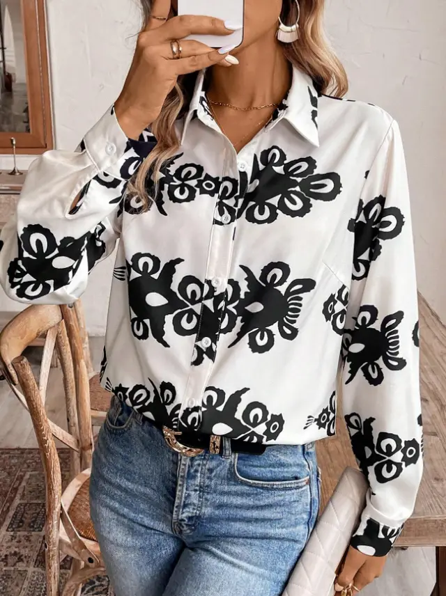 Women's Spring Summer Long Sleeve Casual Shirt Multicolour - Shop at LoveMi