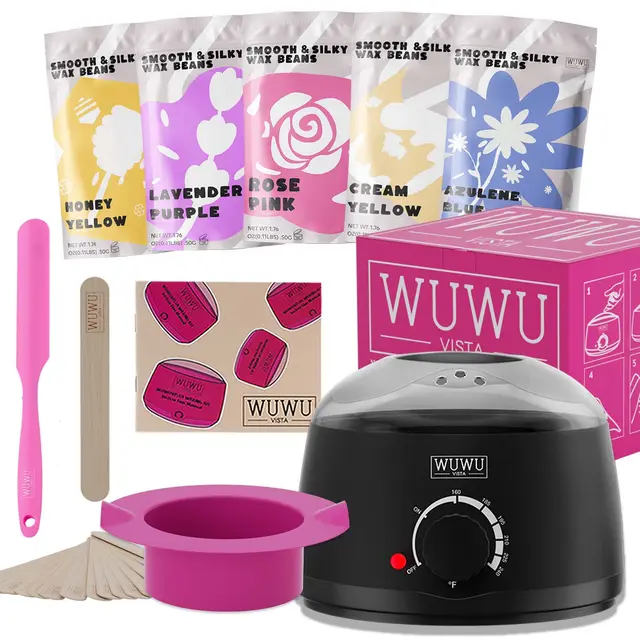 Waxing Kit 19 Items, WUWUVISTA Hair Removal Wax Kit With Wax Melt Warmer Waxing Beads For Face, Brazilian, Full Body, Bikini Suitable For Plugs Of ... Black - Shop at LoveMi