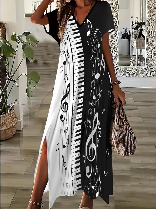 Elegant Floral Print V Neck Dress For Women Multicolour - Shop at LoveMi