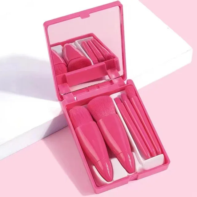 Travel Size Makeup Brushes Set Mini Makeup Brushes, Small Complete Function Cosmetic Brushes Kit With Case And Mirror Hand Hold Pocket Foldable Mak... Carmine Red - Shop at LoveMi