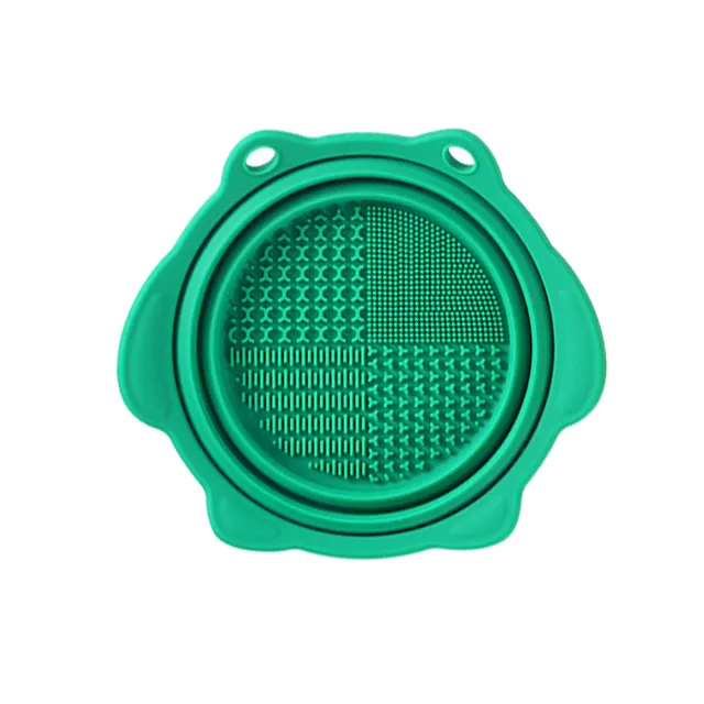 Multi functional Silicone Makeup Brush Cleaning Folding Bowl Sponge Puff Beauty Tool Makeup Brush Washing Scrubber Pad Soft Mat Scrubber Box Green - Shop at LoveMi
