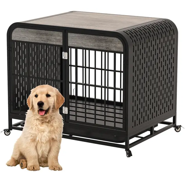 Heavy Duty Dog Crate Furniture Wooden Table 33inch Grey Grey - Shop at LoveMi