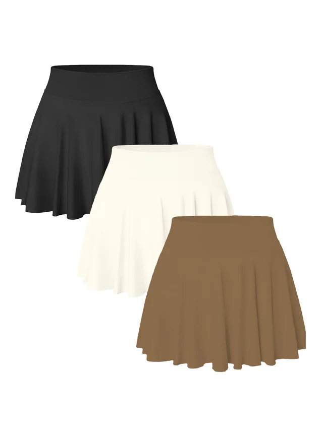 3PACK Seamless Tennis Shorts Skirt For Women Blkwhicof - Shop at LoveMi