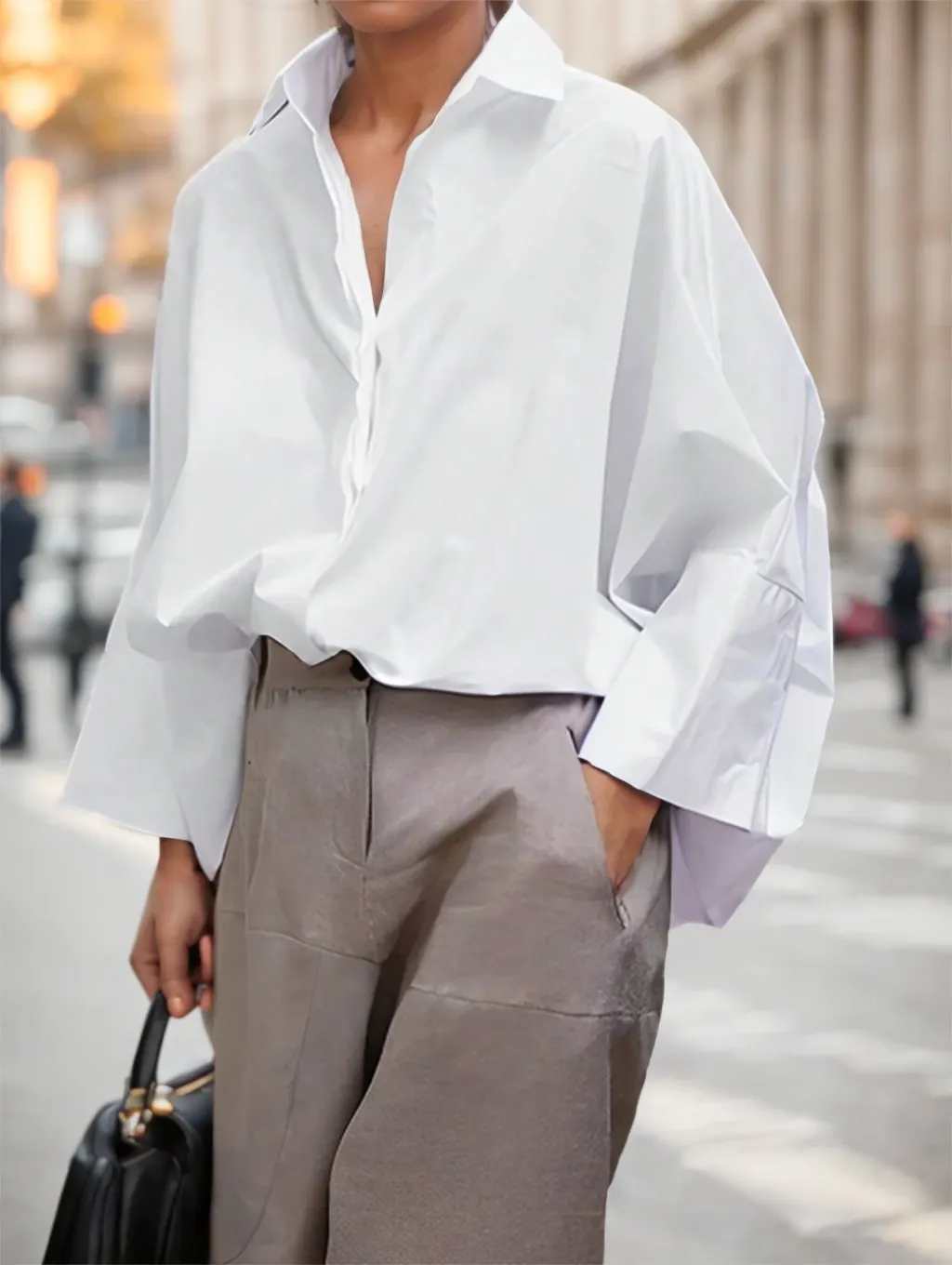 Women's French Solid Colour Long Sleeve - White