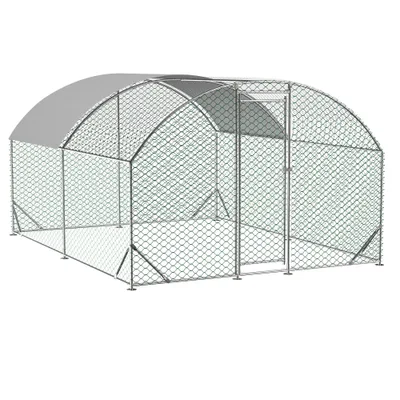 Large Chicken Coop Metal Chicken Run With Waterproof And Anti UV Cover, Dome Shaped Walk in Fence Cage Hen House For Outdoor And Yard Farm Use,9.84... Silver - Shop at LoveMi