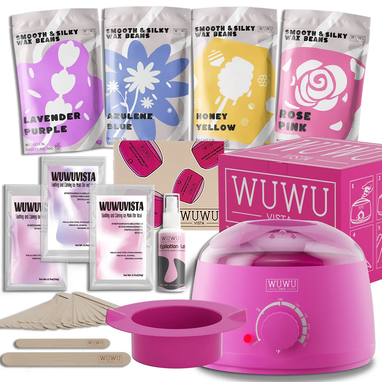 Waxing Gift Set Gold-Standard Hard Wax Kit With Wax Warmer & Beads For Full Body, Brazilian Hair Removal - Pink