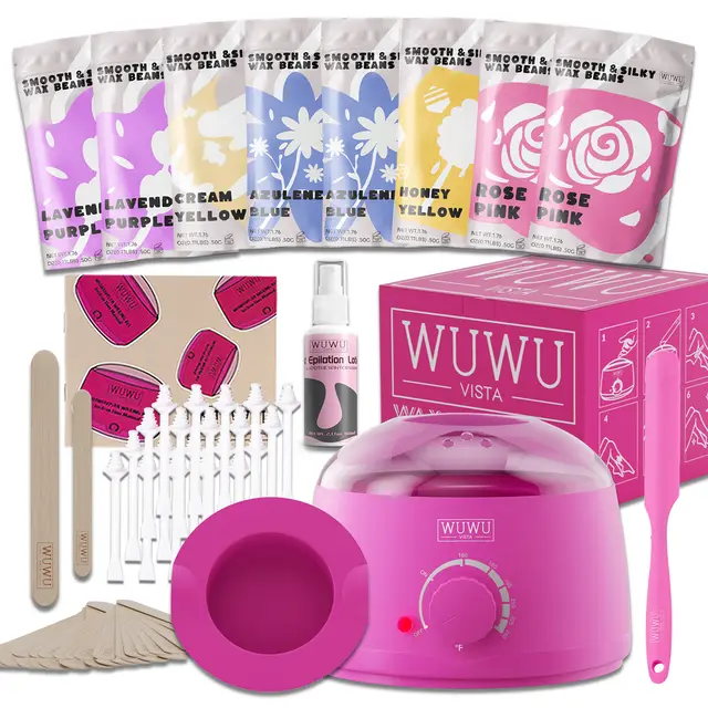 Waxing Kit 63pzs, Perfect Gift Set Hair Removal Hard Wax With Wax Warmer,Waxing Beads For Face, Brazilian, Full Body Pink - Shop at LoveMi