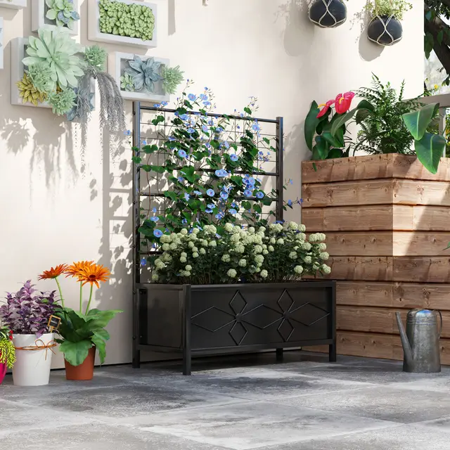 Outdoor Planter Box Galvanized Raised Garden Bed Black - Shop at LoveMi