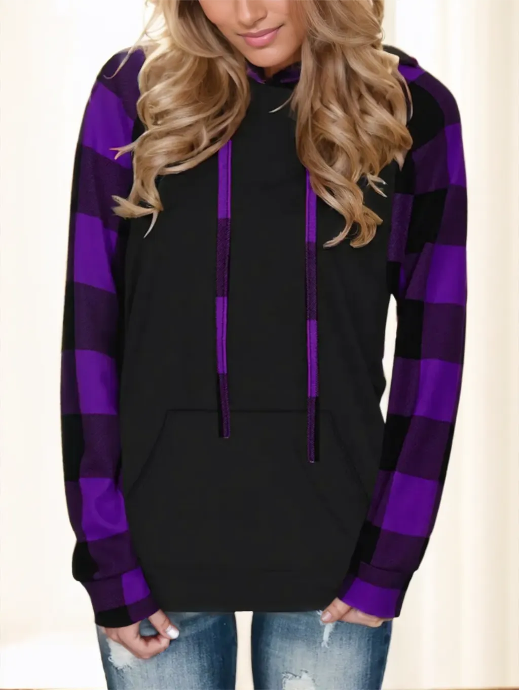 Ladies' Striped Long-sleeved Top - Purple