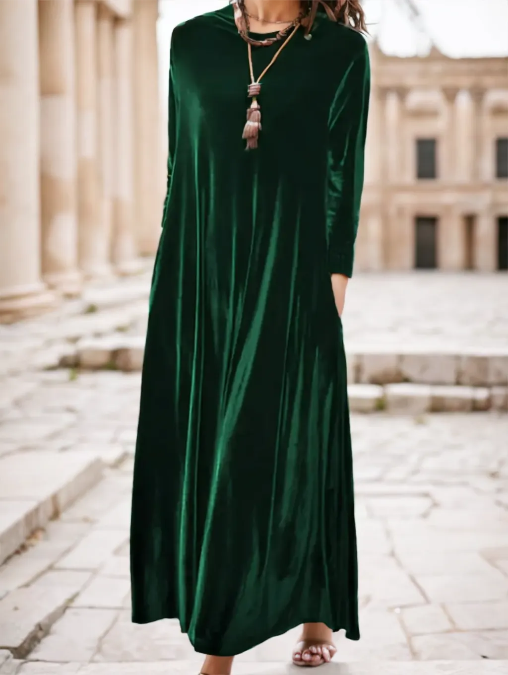 Ladies' Solid-color Dress - Green