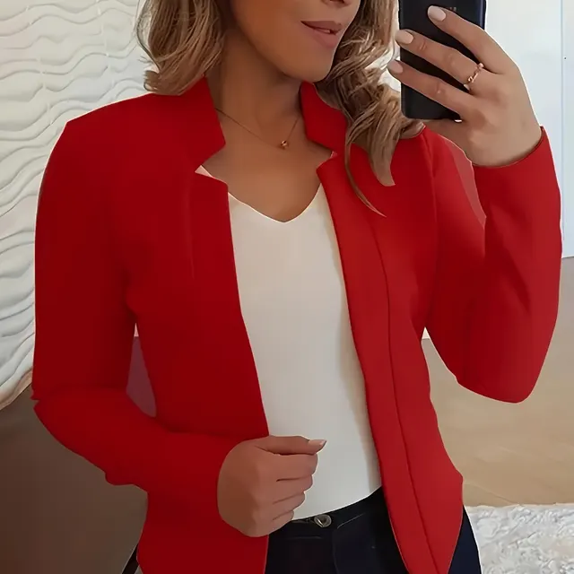A Solid colored Long sleeved Coat For Ladies Red - Shop at LoveMi