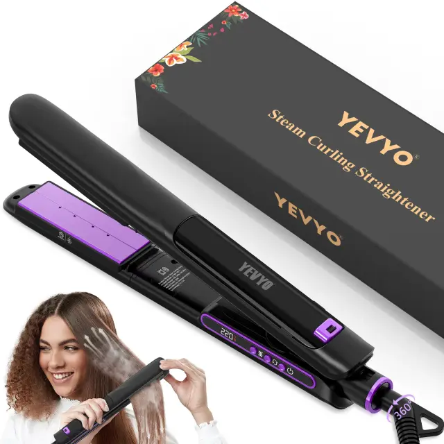Steam Straighteners For Hair, Professional Salon Titanium Vapor Straightening Irons, High end Salon Water Light Steam Flat Iron 24 Hour Anti frizz Make Hair Smooth And Adds Shine Purple - Shop at LoveMi