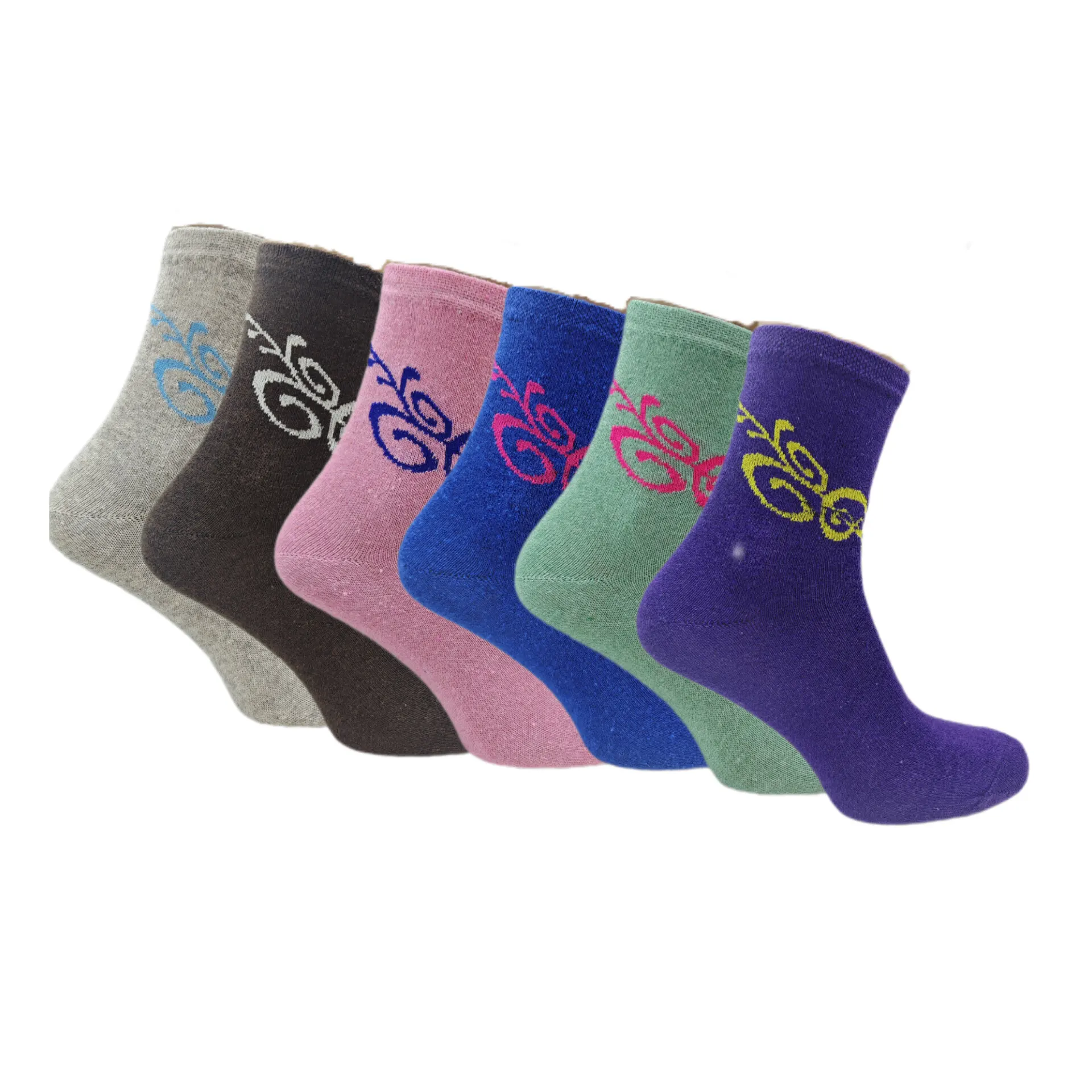 Womens Colourful Patterned Tattoo Socks Pack Of 6 12 24 Pairs - 6Pairs