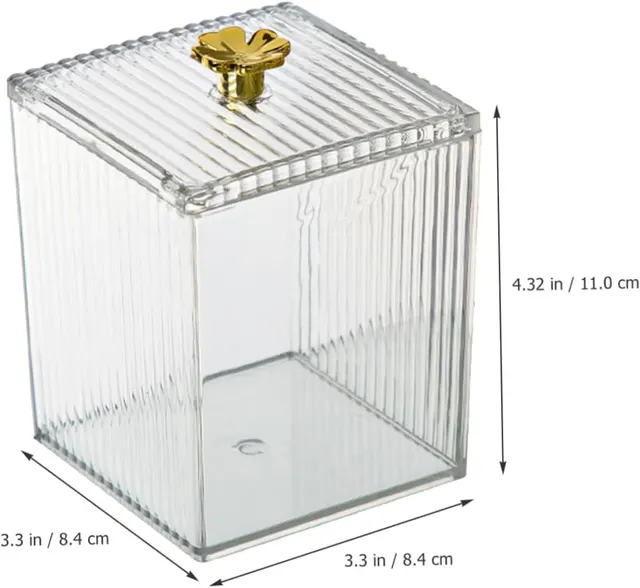 Lidded Cotton Pad Organizer Acrylic Desktop Storage Box For Swabs, Balls & Pads Dust Protection One - Shop at LoveMi
