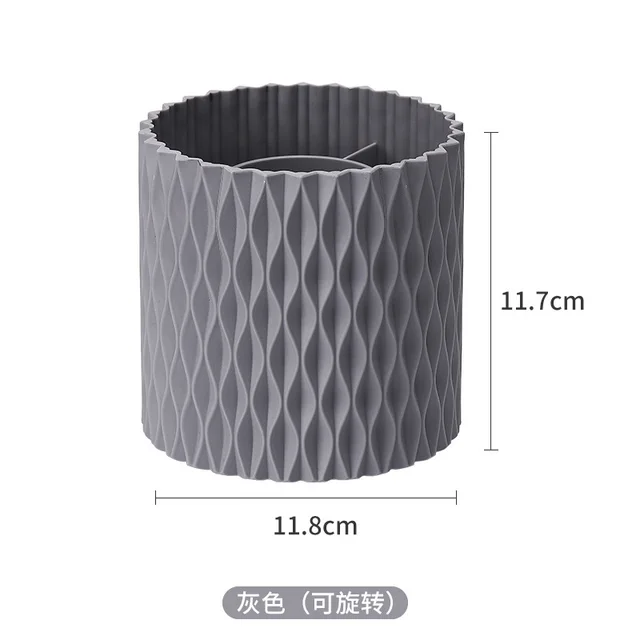 Makeup Brush Holder Dustproof & Waterproof 360 Rotating Cosmetics Make Up Brush Organizer Storage With Lid For Vanity Grey Without Lid - Shop at LoveMi