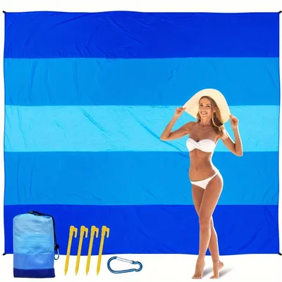 Waterproof Beach Mat Sandproof, Portable Outdoor Blanket Ideal For Picnics, Travel, Camping And Hiking Blue - Shop at LoveMi