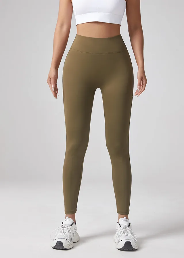 Yoga Waist Pleated Peach Hip Lifting Sports Pants For Female Workers, Pocket High Waisted Button Down Pants Army Green - Shop at LoveMi