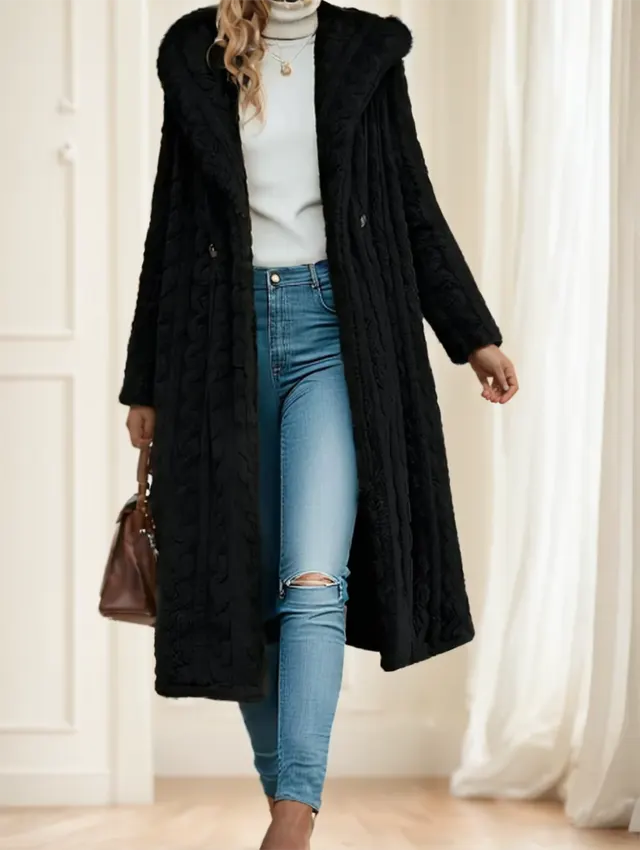 Elegant Black Long Coat For Women Black - Shop at LoveMi