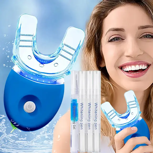 Teeth Profession Kit LED Light Tooth With Pens,1 Desensitization Pen,1 Mouth Trays Restores Your White Smile,pefect Gift For Girlfriend Blue - Shop at LoveMi