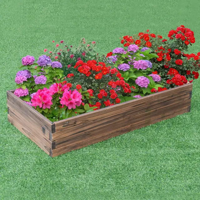 Elevated Wooden Garden Planter Box Bed Kit Brown - Shop at LoveMi
