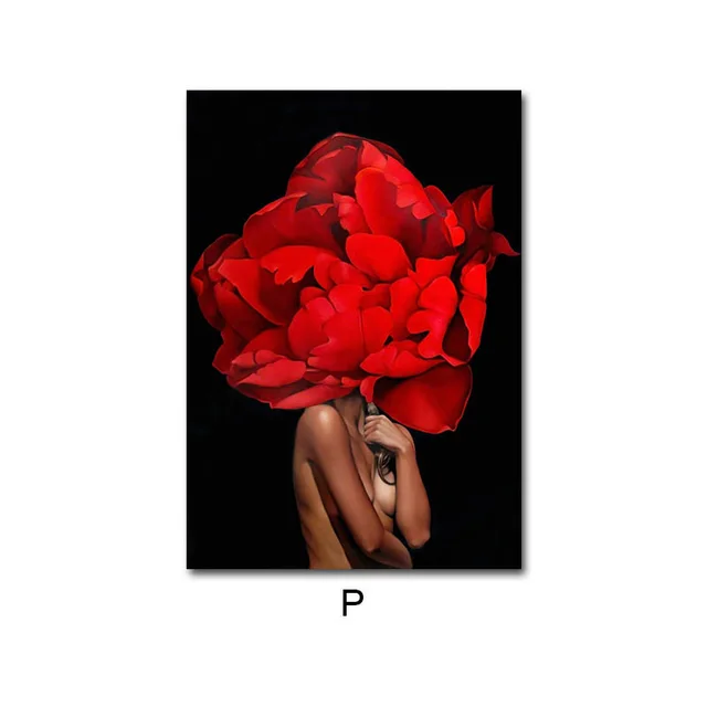 Body art girl petals Nordic abstract decorative painting P - Shop at LoveMi