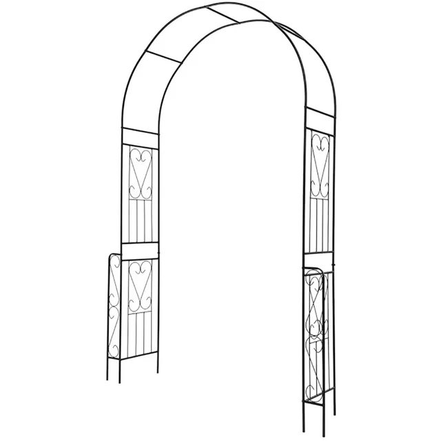 7.9 Feet Metal Garden Arch Backdrop Stand With Fence For Climbing Plants Black - Shop at LoveMi