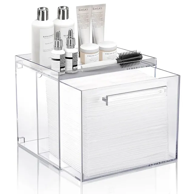 Disposable Facial Towel Storage Box Acrylic Wall Mounted Makeup Organizer With Drawer 2 Colors Available, Excluding Facial Towels - Shop at LoveMi