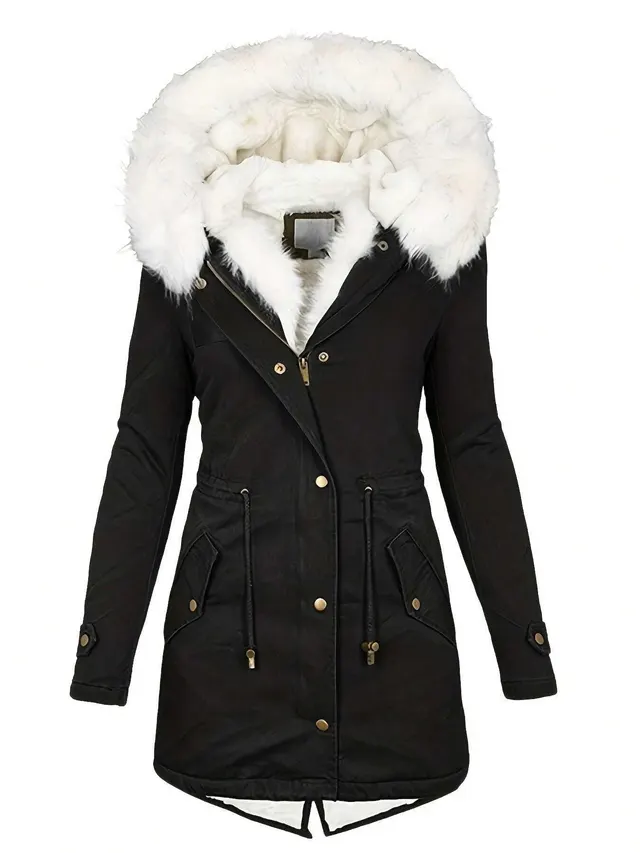 Needle Winter Faux Fur Hooded Parka Coat Black - Shop at LoveMi