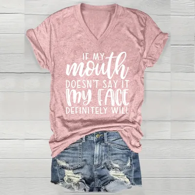 Women's V Neck Short Sleeve Tee Comfortable Casual T Shirt With Text Print For Summer Pink - Shop at LoveMi