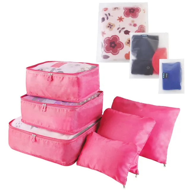 Per Set Clothes Storage Bags Water Resistant Travel Luggage Organizer Clothing Packing Cubes For Blouse Hosiery Stocking Underwear Hotpink - Shop at LoveMi