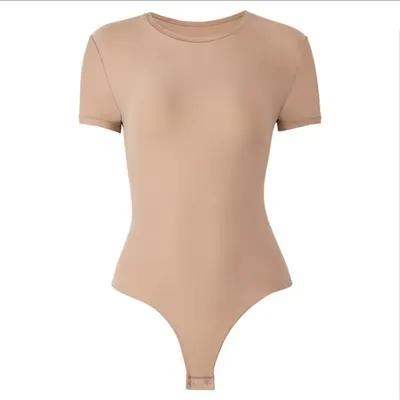 USA Warehouse Shipping Going Out T Shirt Tops Second skin Feel Recycle Shapewear Crew Neck Short Sleeve Bodysuit For Women Nude - Shop at LoveMi