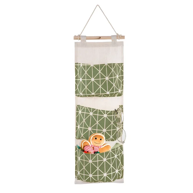 Wall Mounted Storage Bag Door Closet Hanging Storage Bag Organizer Waterproof 3 Pockets Pouch 1Pc Green - Shop at LoveMi