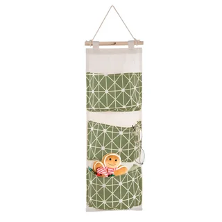 Wall Mounted Storage Bag Door Closet Hanging Storage Bag Organizer Waterproof 3 Pockets Pouch - 1Pc Green