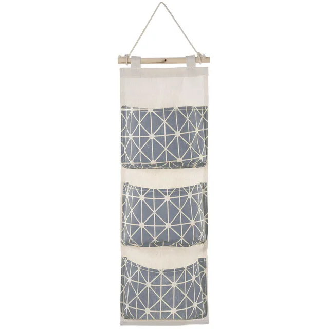 Wall Mounted Storage Bag Door Closet Hanging Storage Bag Organizer Waterproof 3 Pockets Pouch 1Pc Grey - Shop at LoveMi
