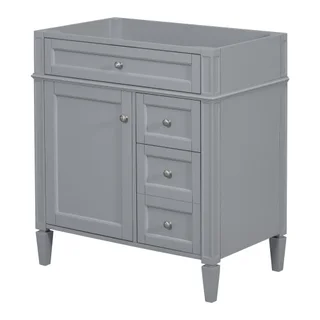 30'' Bathroom Vanity Without Top Sink, Modern Bathroom Storage Cabinet With 2 Drawers And A Tip-out Drawer - Grey