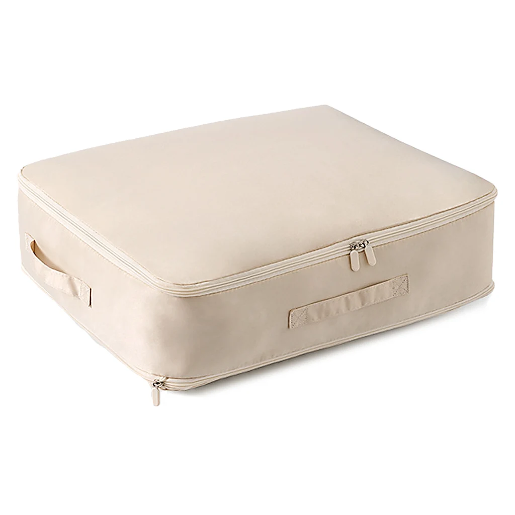 Foldable Storage Bag For Comforter Quilt Blanket Clothes Pillows Beddings With Dual Zippers - Apricot