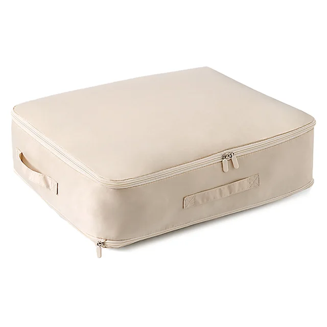 Foldable Storage Bag For Comforter Quilt Blanket Clothes Pillows Beddings With Dual Zippers Apricot - Shop at LoveMi