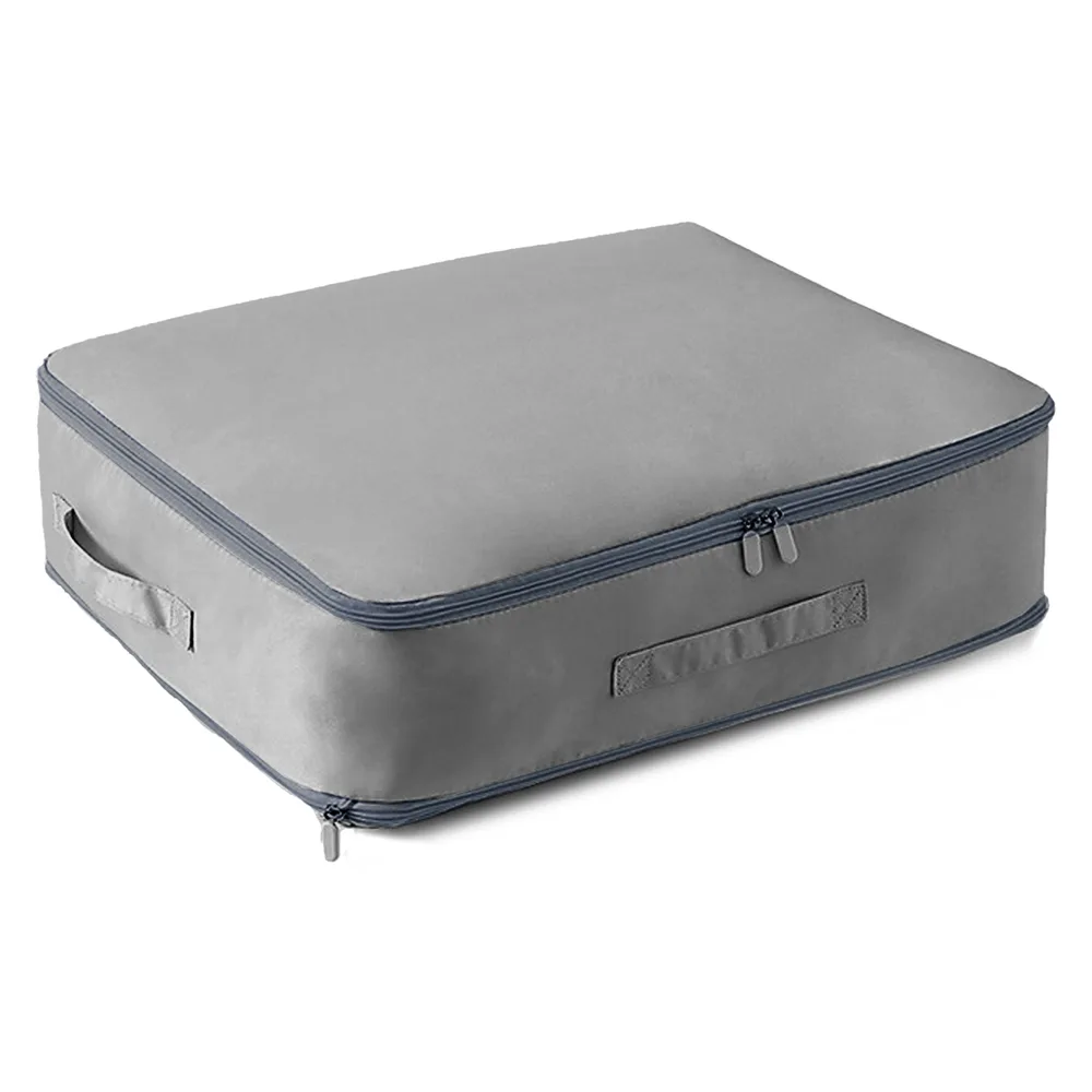 Foldable Storage Bag For Comforter Quilt Blanket Clothes Pillows Beddings With Dual Zippers - Grey