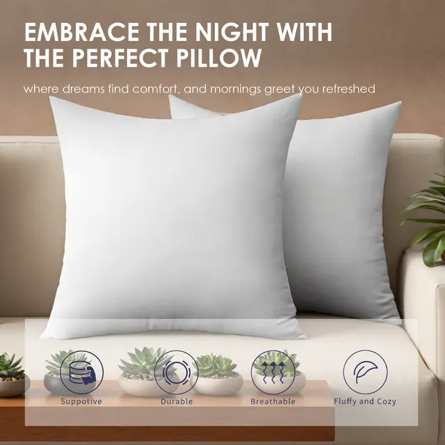 White Square Pillow Two Bubble Bags Suitable For Bed Cushions, Sofa Cushions, Garden Cushions, Cushion Core, Breathable, Hand Washable, OKO 100 Cer... 45X45X15Cm 4Pcs - Shop at LoveMi