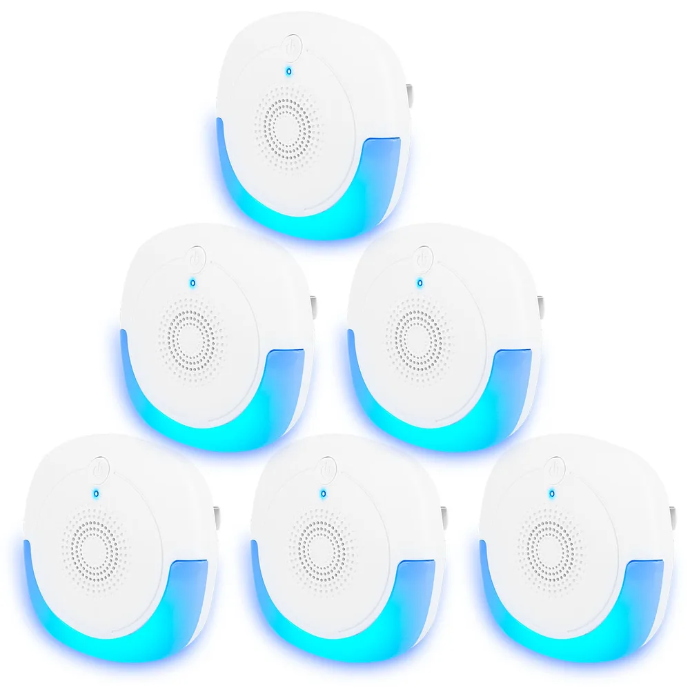 6 Packs Ultrasonic Pest Repellers Plug-In Indoor Pest Control Mouse Repellent Chaser Deterrent For Home Kitchen Office Warehouse Hotel - 6Pc White