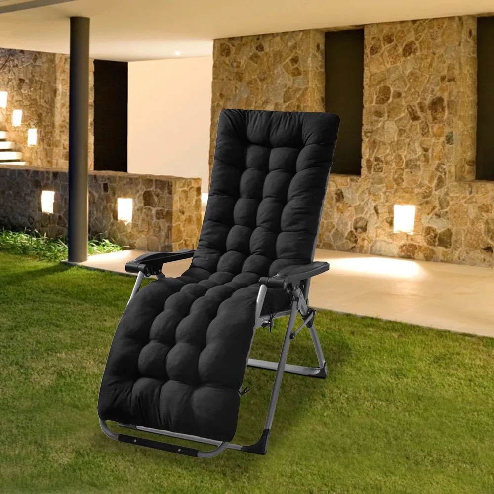 67x22in OR 71x22in Size Options Chaise Lounger Cushion Recliner Rocking Chair Sofa Mat Deck Chair Cushion - 71X22X4In Plus Black