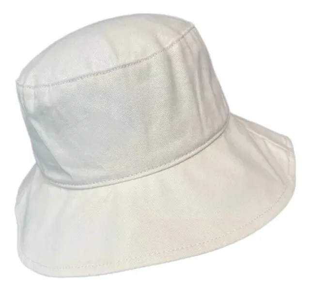 Unisex Summer Folding Outdoor Sun Protection Comfortable Cotton Wide Brim Bucket Hat White - Shop at LoveMi
